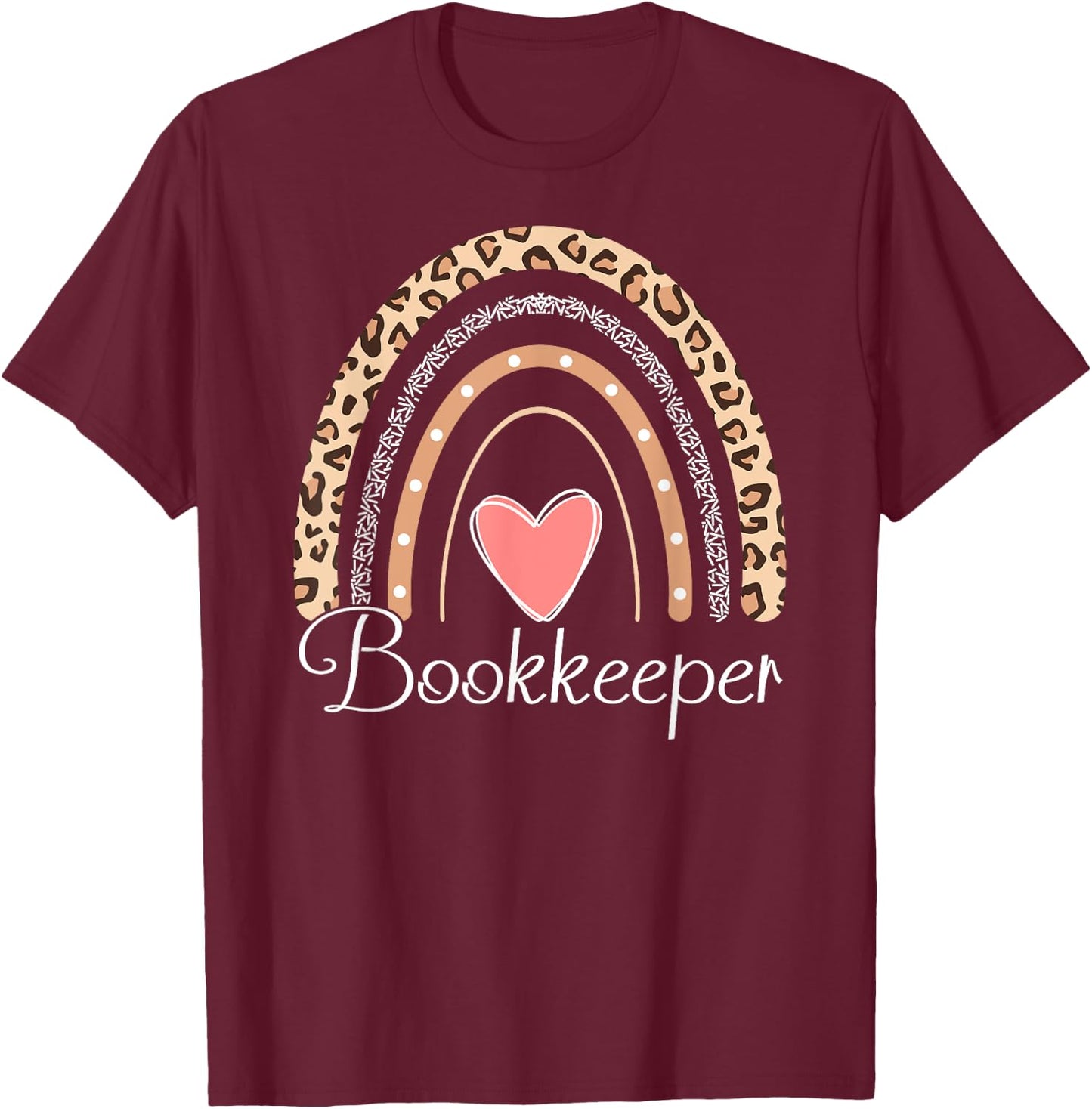 Bookkeeper Boho Rainbow Funny School Bookkeeper T-Shirt - T-Shirt | Maroon