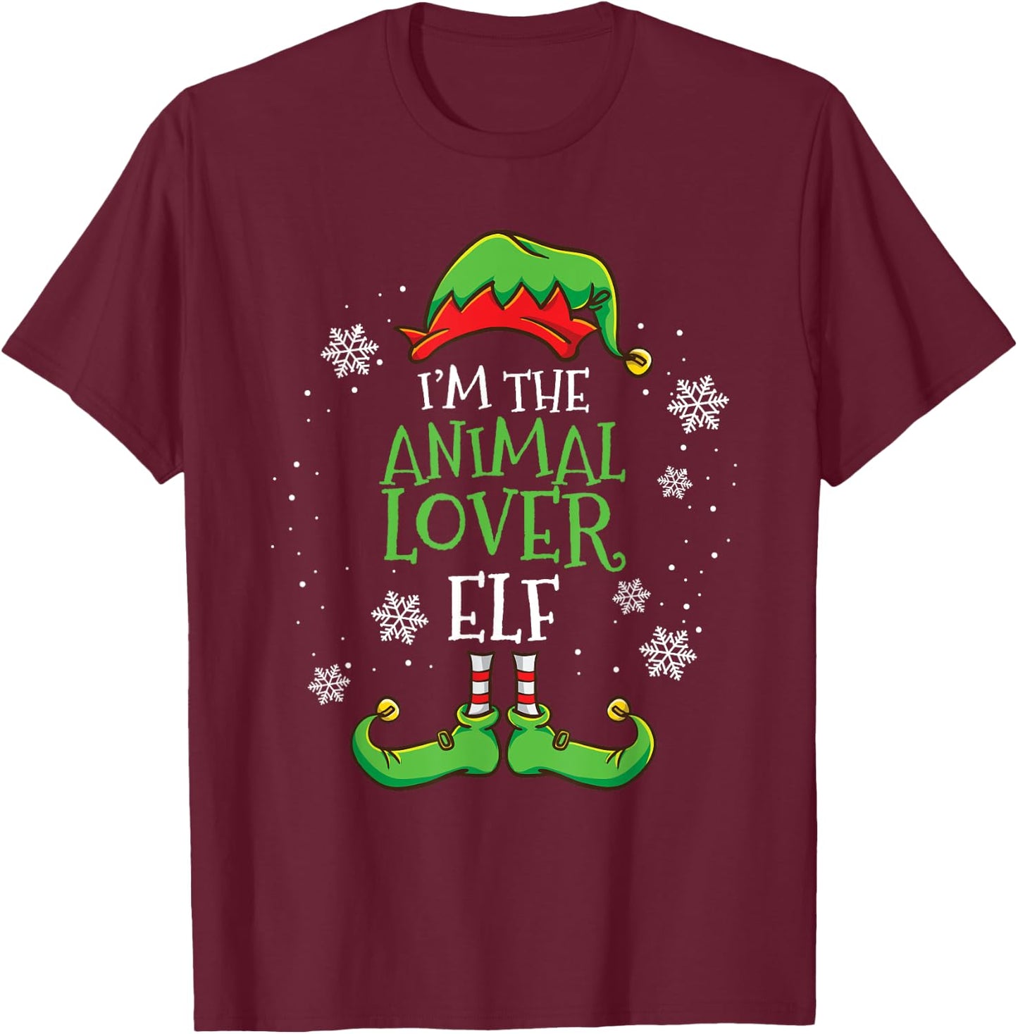 Im The Animal Lover Elf Christmas T-Shirt - T-Shirt | Maroon