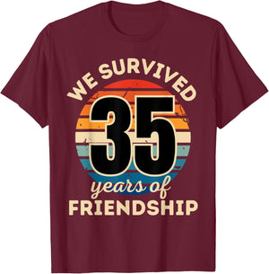 Celebrating 35 YEARS OF FRIENDSHIP Funny Group Matching T-Shirt - T-Shirt | Maroon