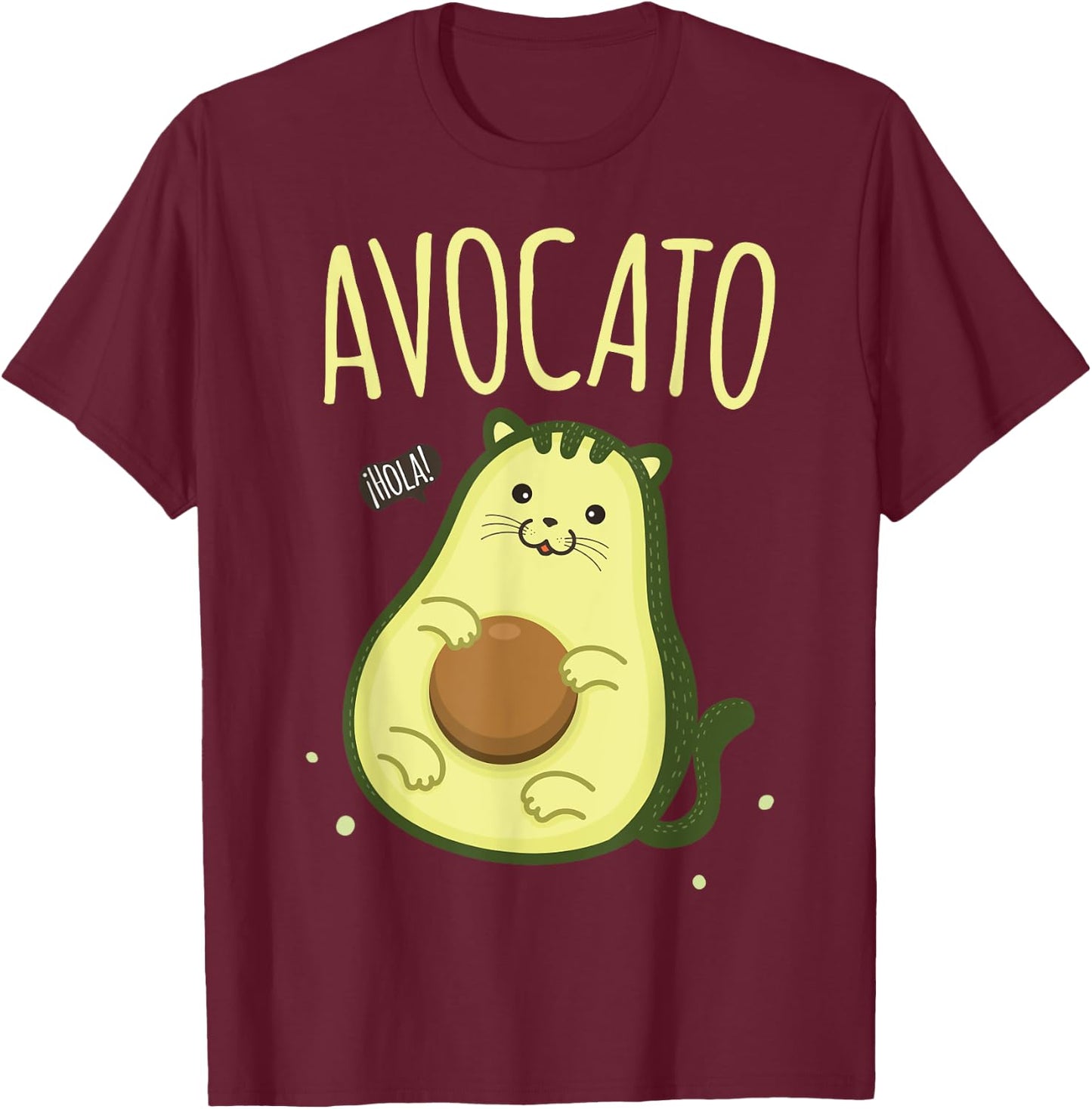 Cute Avocato Avocado Cat Kawaii T-Shirt - T-Shirt | Maroon