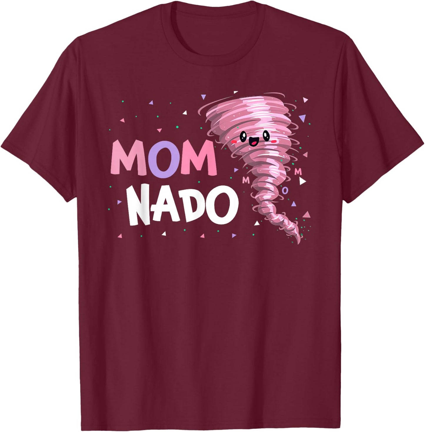 Mom Nado Tornado Birthday Party Decorations Pink Tornado T-Shirt - T-Shirt | Maroon