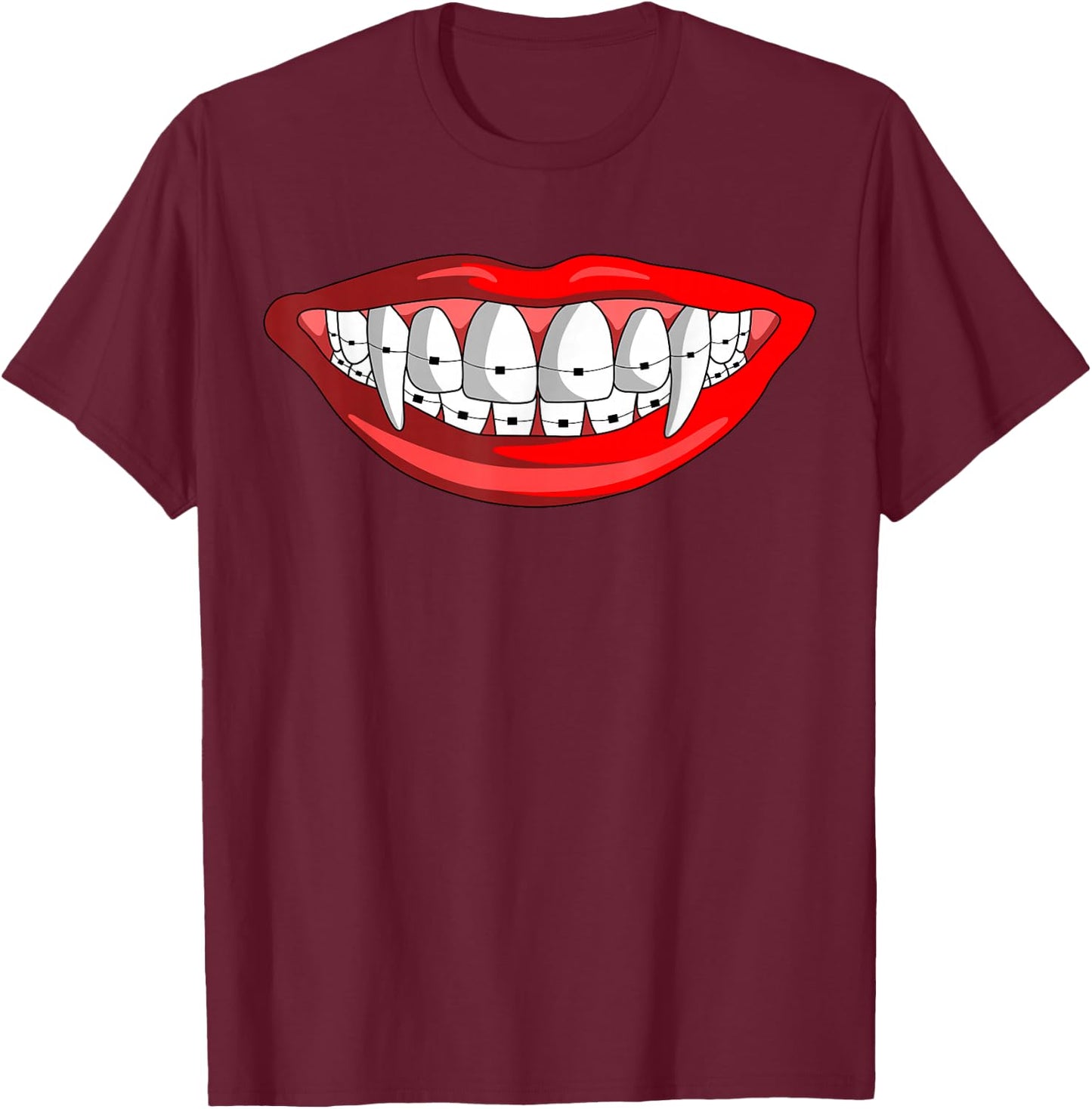 Orthodontist Dental Vampire Braces Teeth T-Shirt - T-Shirt | Maroon