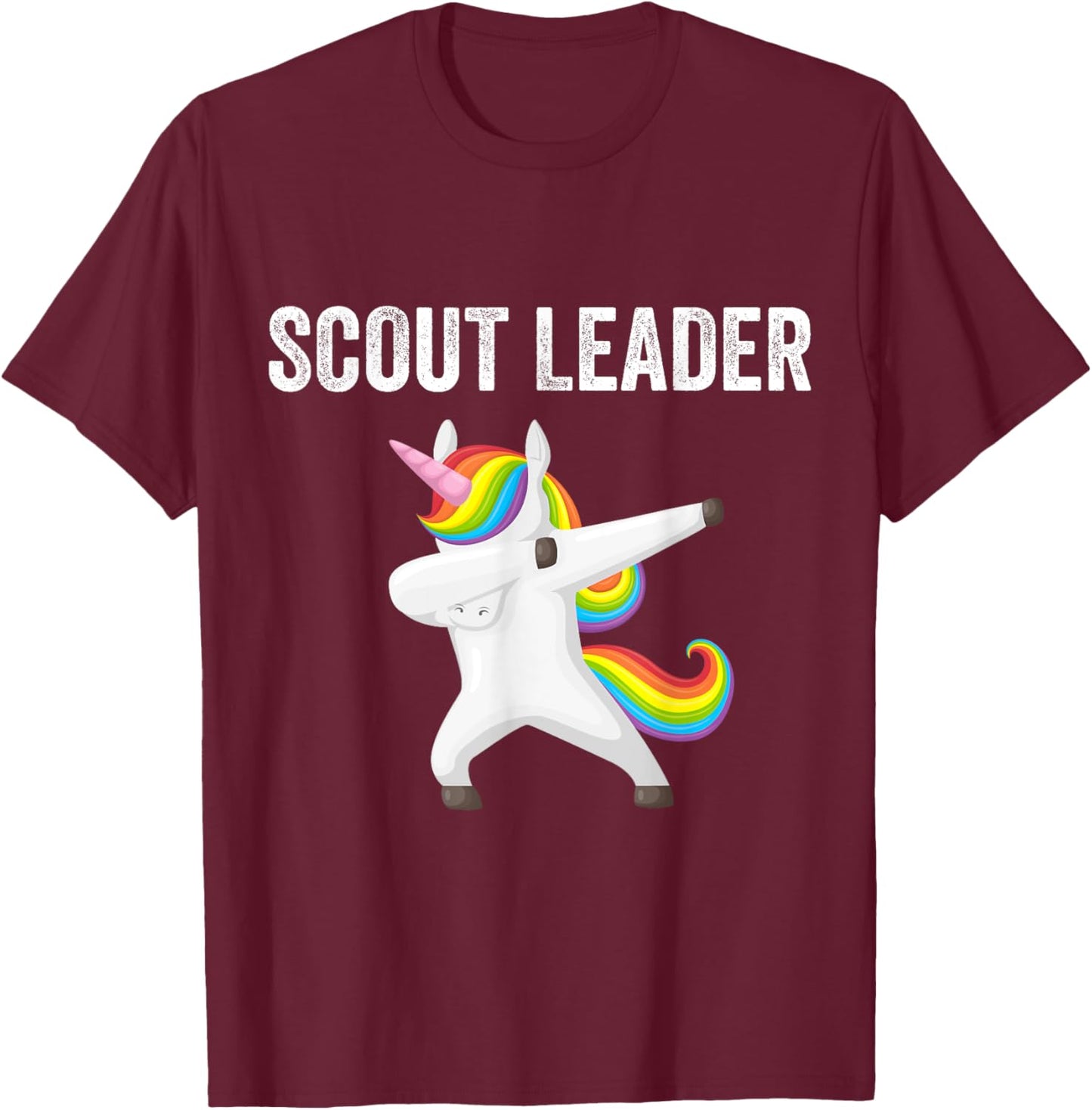 Scout Leader Dabbing Unicorn Funny Scouting Gift T-Shirt - T-Shirt | Maroon