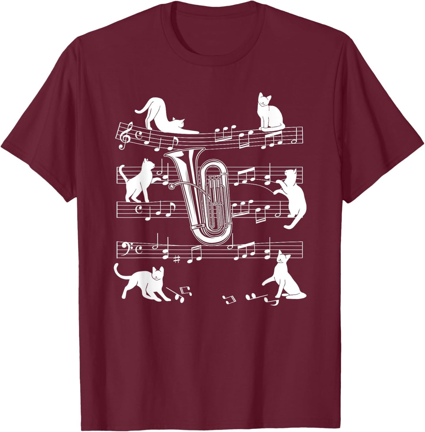 Tubist Cats for Cat loving Tuba player T-Shirt - T-Shirt | Maroon