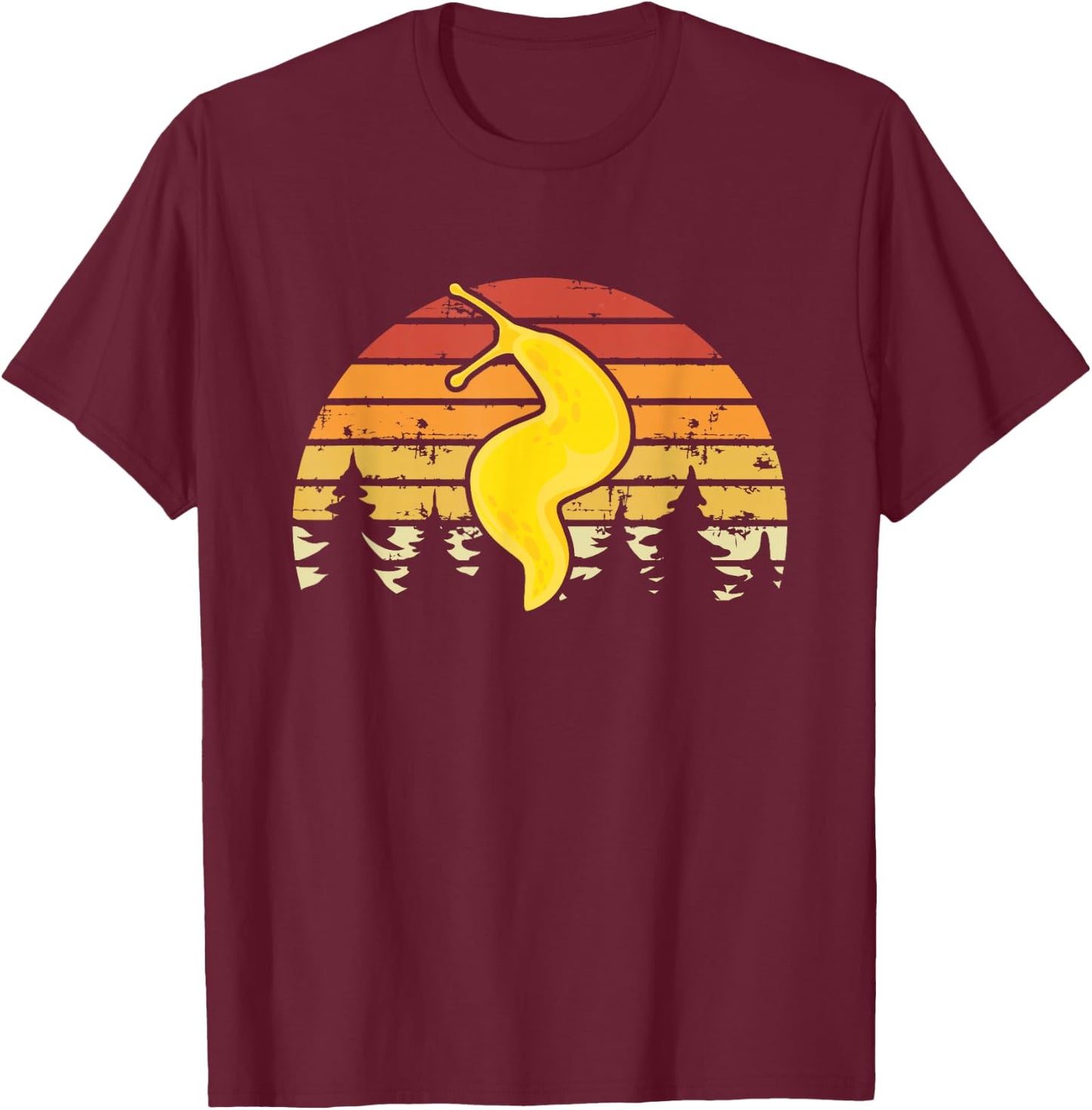 Banana Slug Pacific Banana Slug Fan Black Spotted Banana Slug - -Adults, Small, Short Sleeve T-Shirt - T-Shirt | Maroon