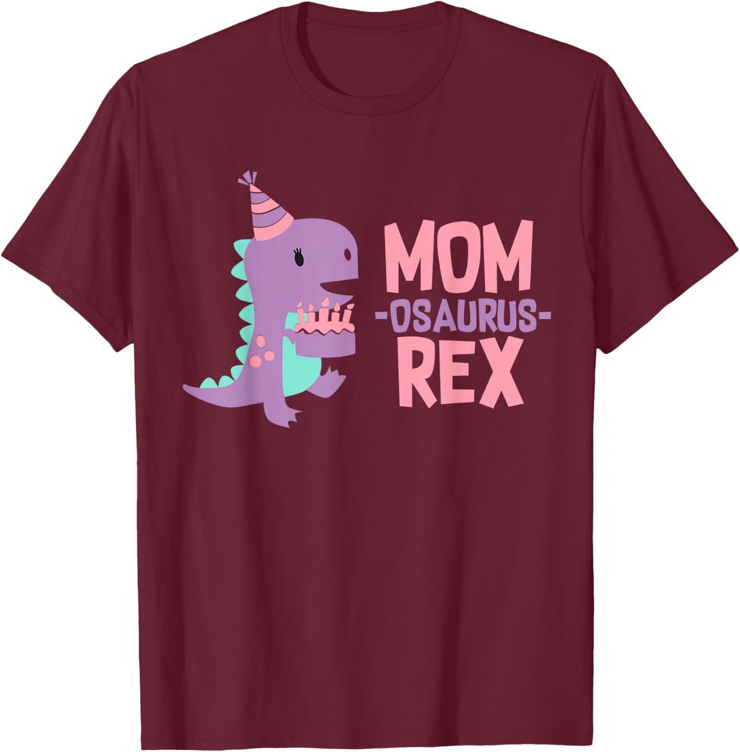Mom Dinosaur Family Matching Birthday Girls Party Daughter T-Shirt - T-Shirt | Maroon