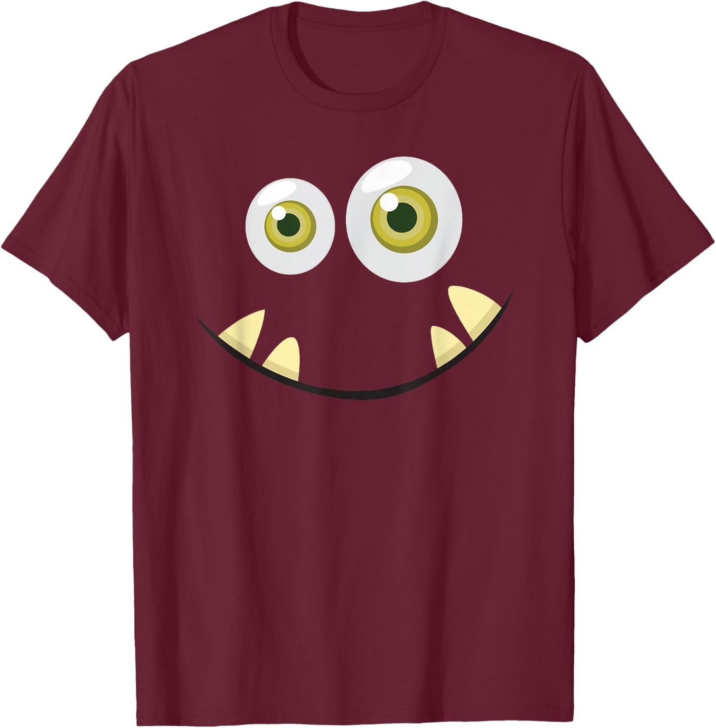 Monster Face Halloween T Shirt Costume Idea Scary Cute T-Shirt - T-Shirt | Maroon