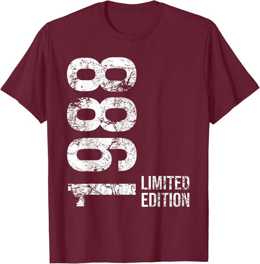 37th Birthday 37 Years Old Man Woman Vintage 1988 T-Shirt - T-Shirt | Maroon