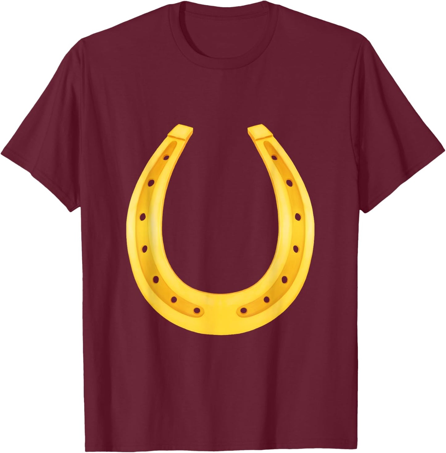 Lucky Golden Horseshoe Horse Shoe Good Luck St Patracks Day T-Shirt - T-Shirt | Maroon