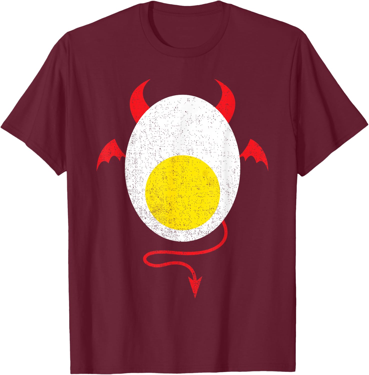 Funny Halloween Shirt Devil Egg Yolk Food Lover Lazy Costume T-Shirt - T-Shirt | Maroon