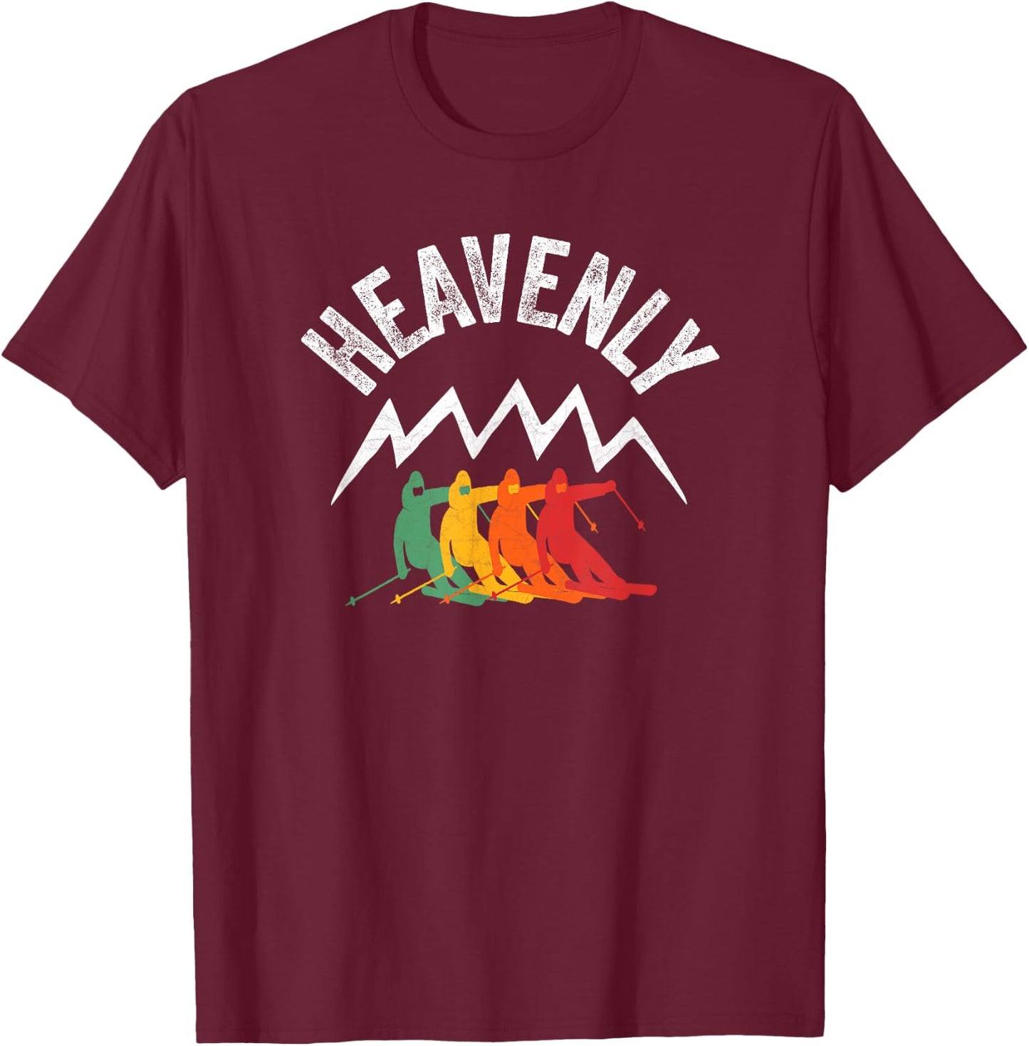 Ski Heavenly California Retro Skiing Lake Tahoe CA Skier T-Shirt - T-Shirt | Maroon