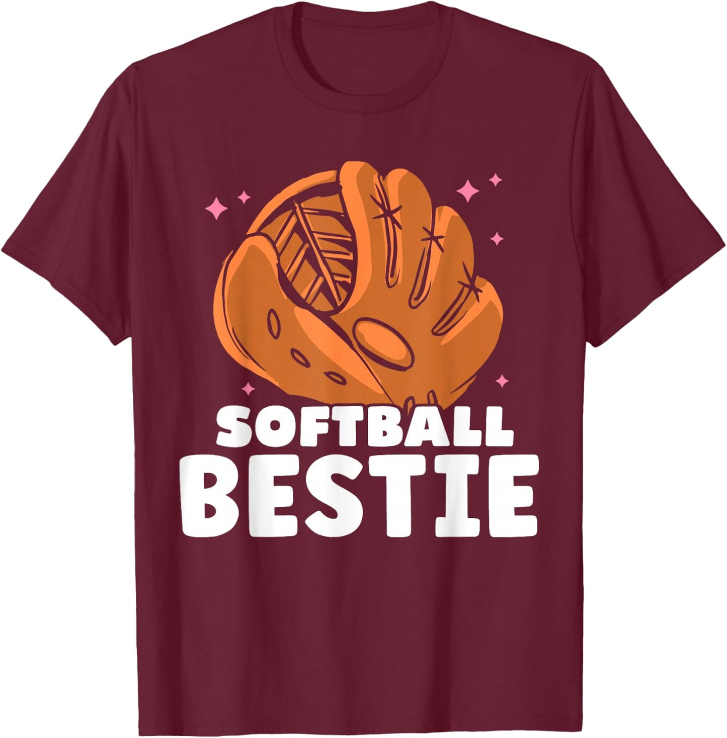 Softball Bestie Cute Match Softballer Player Softball T-Shirt - T-Shirt | Maroon