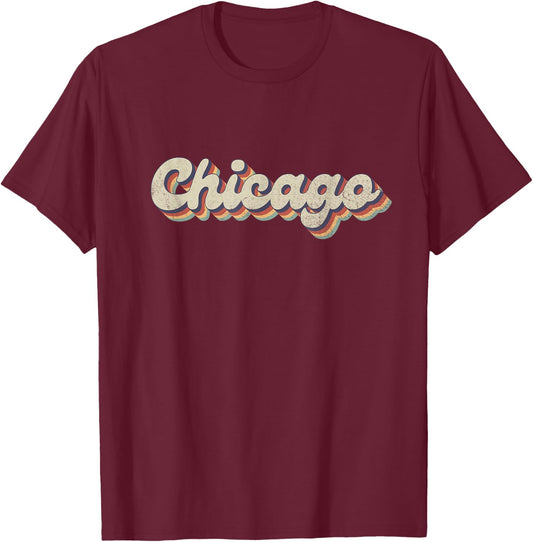 70's 80's USA City - Vintage Chicago T-Shirt - T-Shirt | Maroon