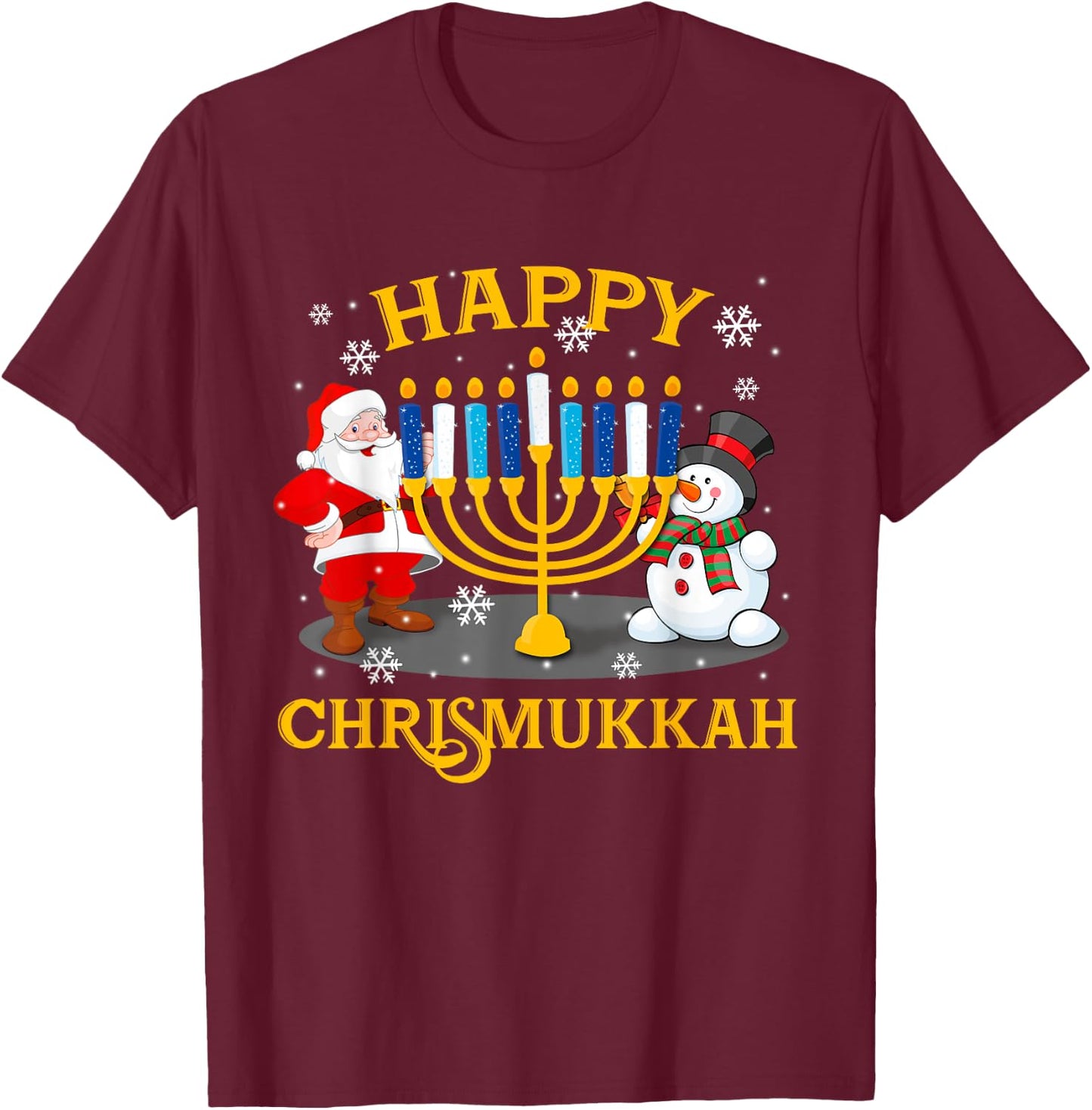 Happy Chrismukkah Funny Hanukkah Christmas Jewis Gifts Xmas T-Shirt - T-Shirt | Maroon