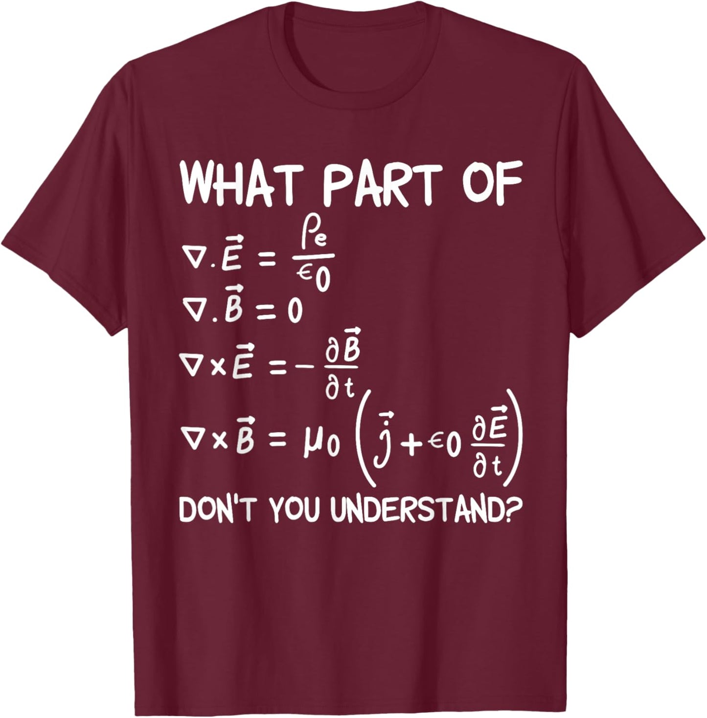 What Part Of Maxwell Equations Don't You Understand T-Shirt - T-Shirt | Maroon