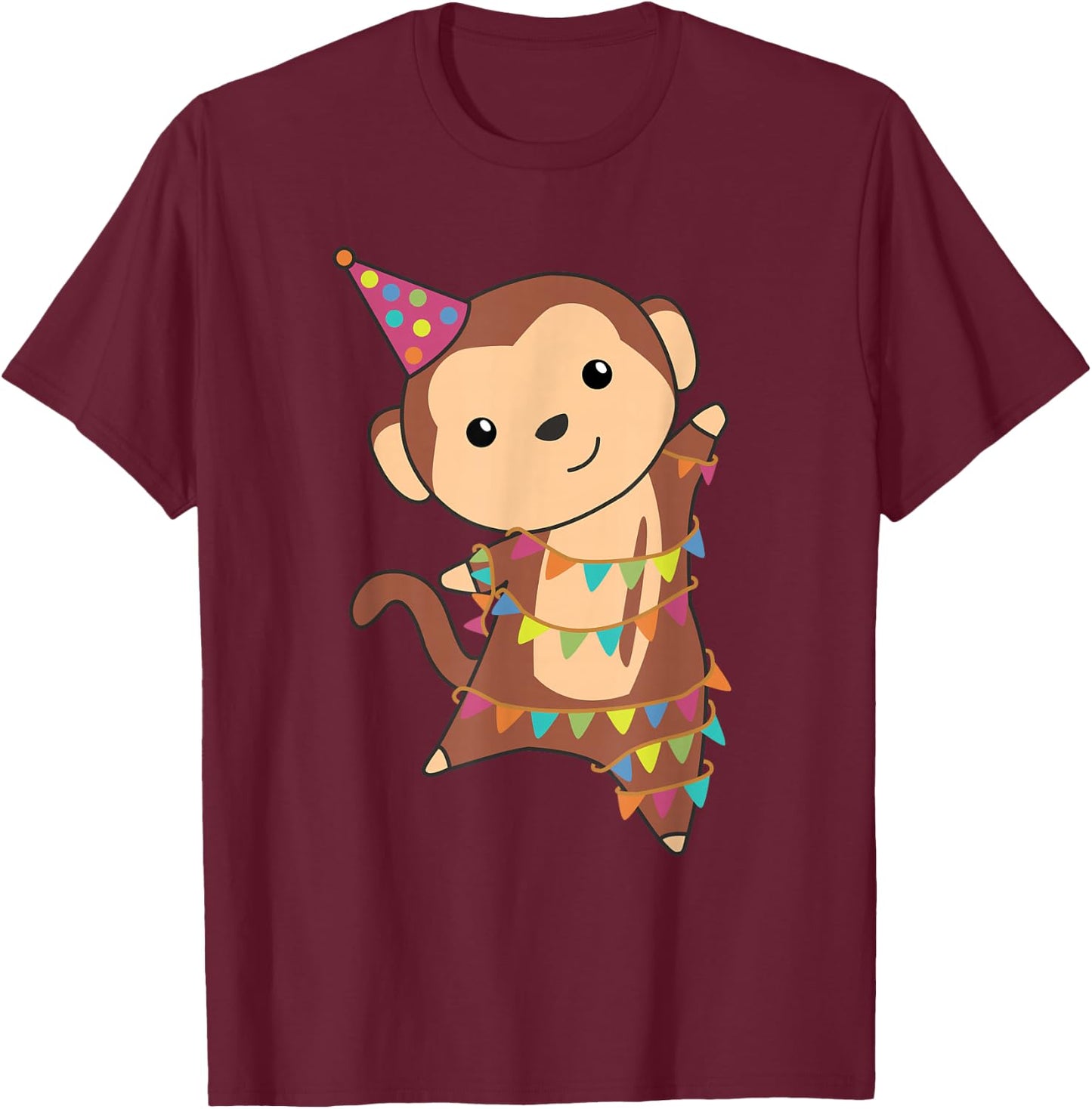 Cute Animals For Every Child's Birthday Birthday Monkey Kids T-Shirt - T-Shirt | Maroon