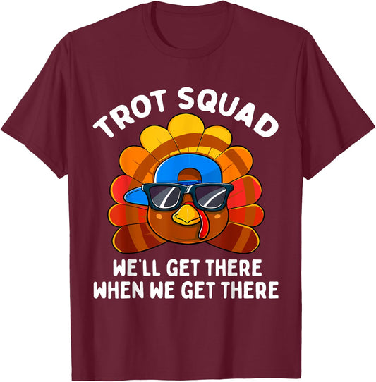 Turkey Trot Squad Funny Thanksgiving Running Costume T-Shirt - T-Shirt | Maroon