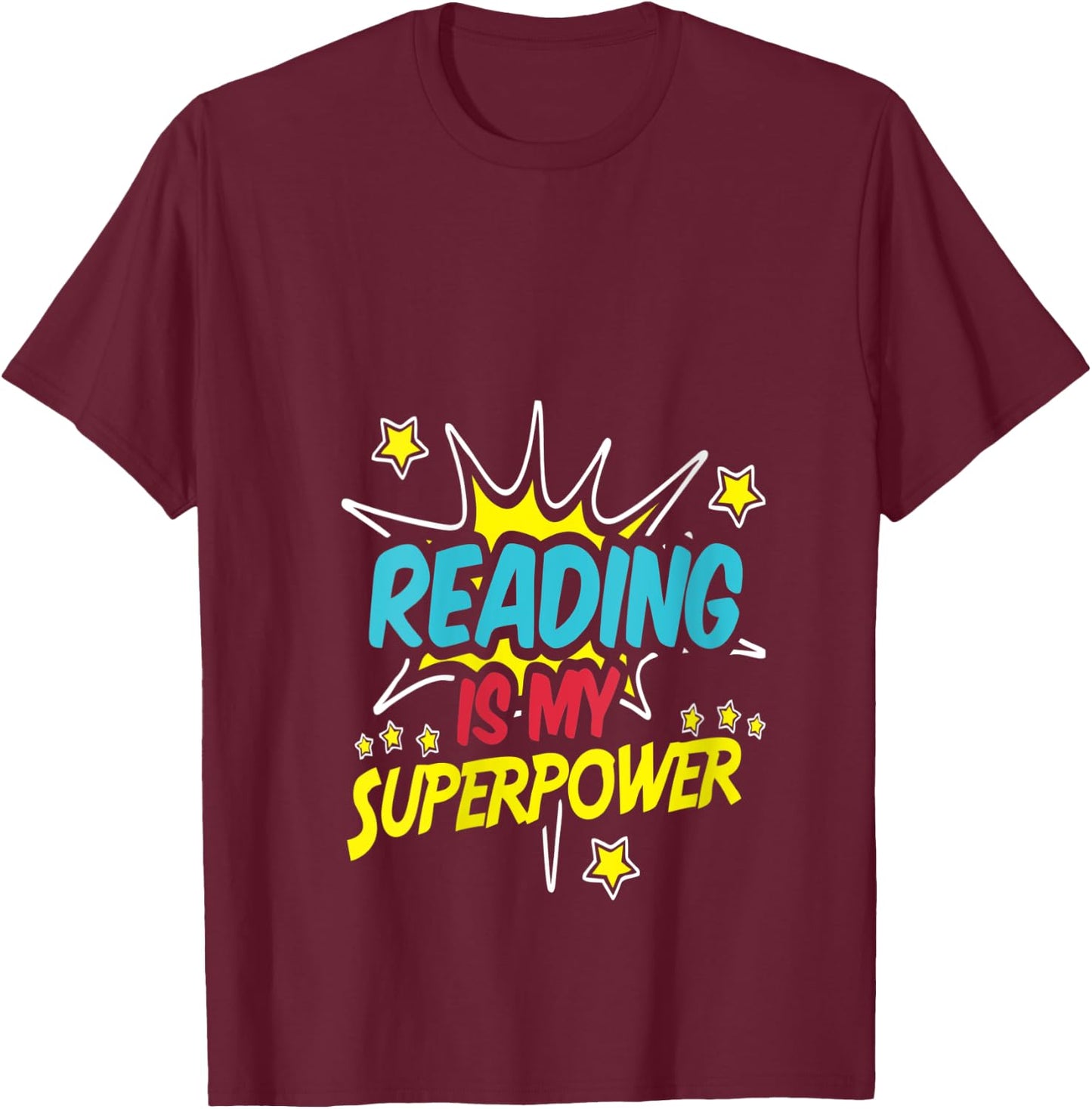 Reading Is My Superpower Book Nerd Funny Gift V-Neck T-Shirt - T-Shirt | Maroon