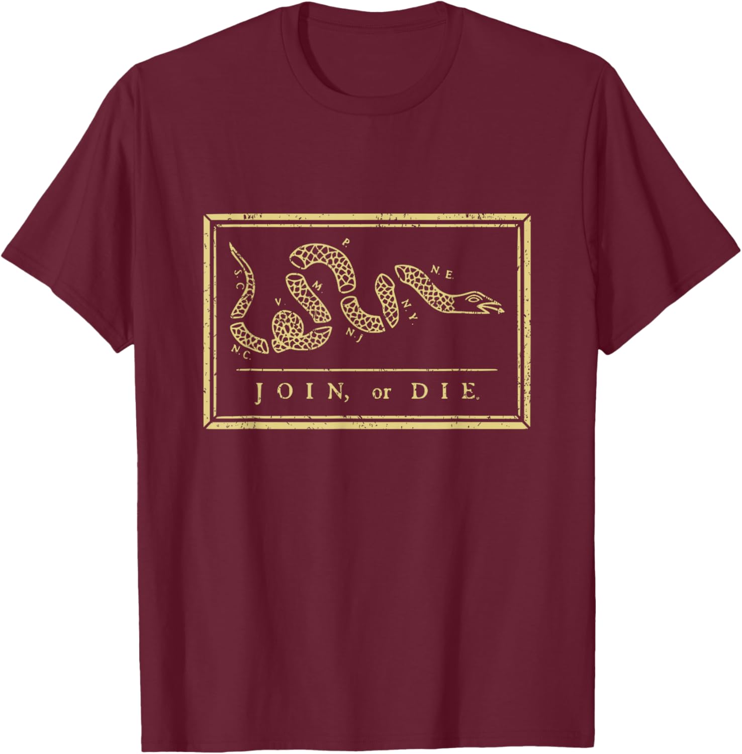 Join Or Die American History Shirt 1754 Thirteen Colonies T-Shirt - T-Shirt | Maroon