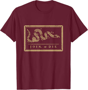 Join Or Die American History Shirt 1754 Thirteen Colonies T-Shirt - T-Shirt | Maroon