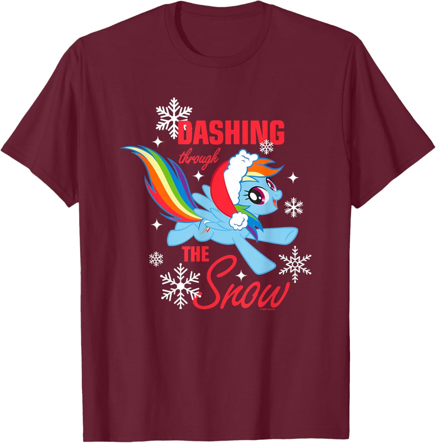 My Little Pony Christmas Rainbow Dashing Through The Snow T-Shirt - T-Shirt | Maroon