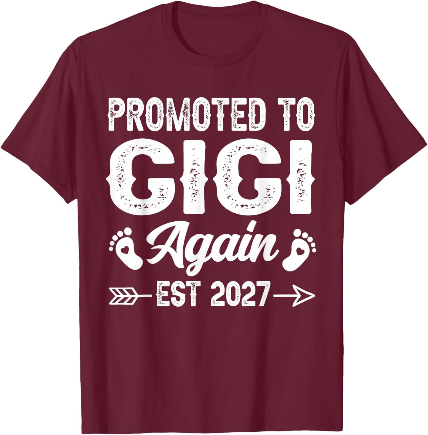Promoted to Gigi Again Est 2027 Family T-Shirt - T-Shirt | Maroon