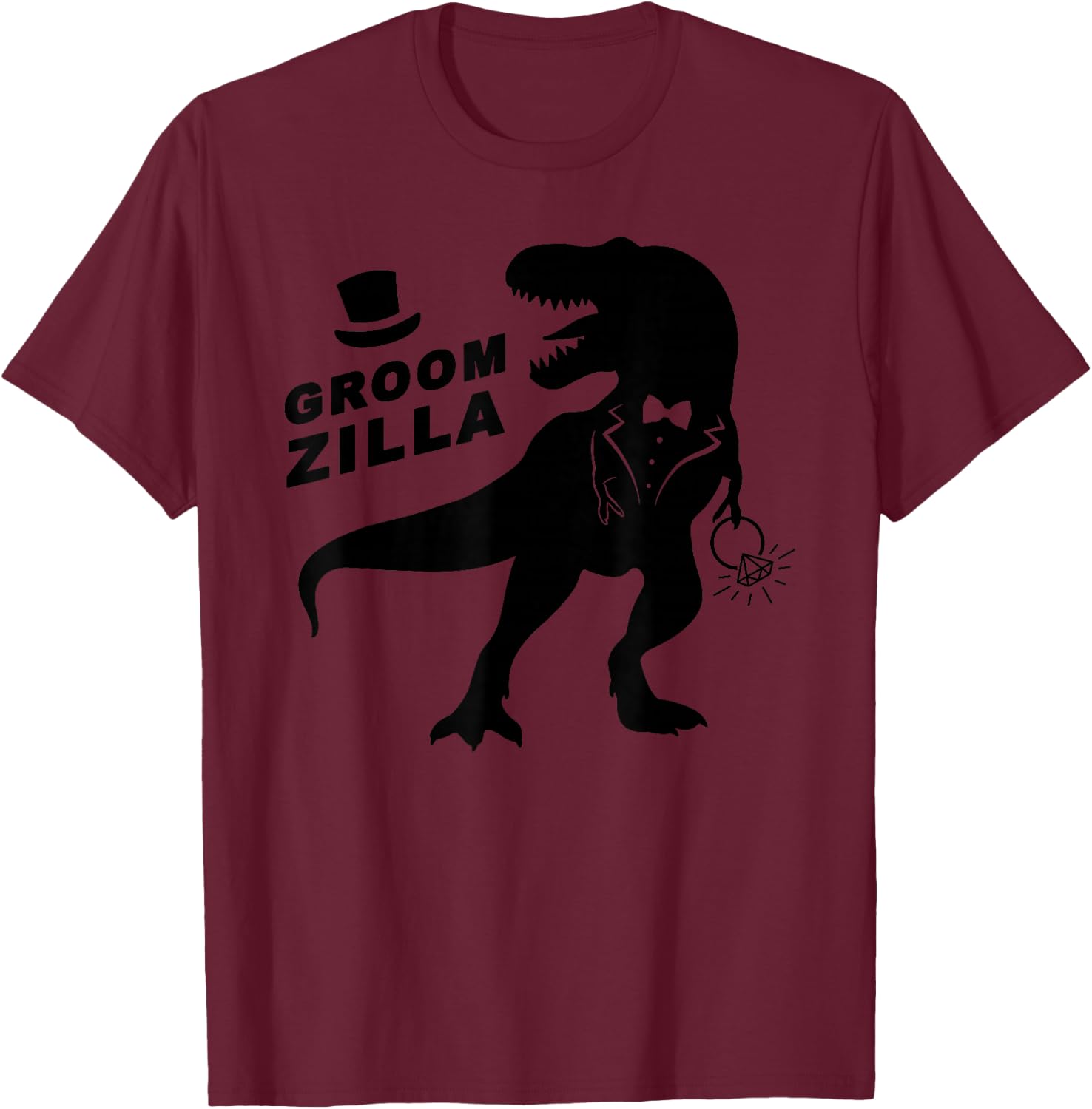 Funny Wedding Groomzilla With Ring Groom Gift T-Shirt - T-Shirt | Maroon