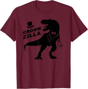 Funny Wedding Groomzilla With Ring Groom Gift T-Shirt - T-Shirt | Maroon