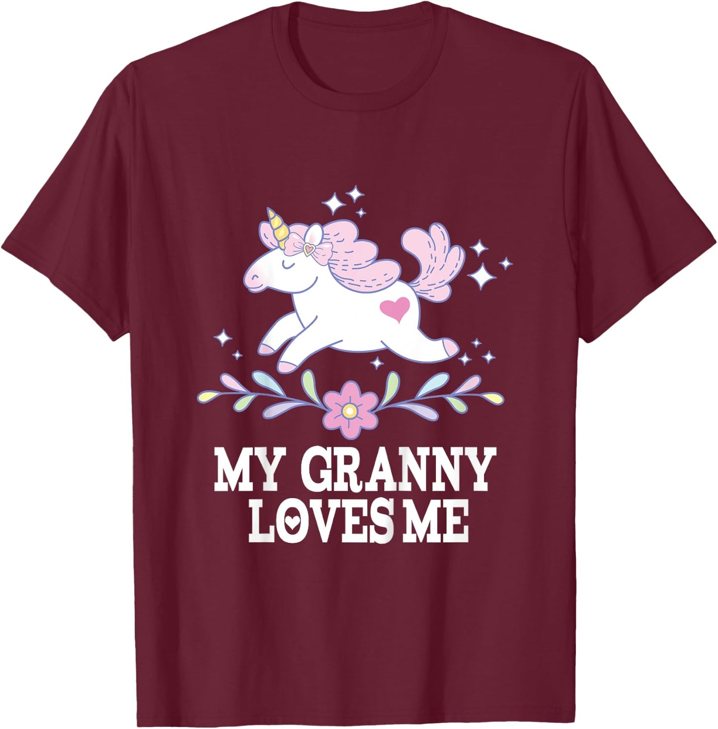 My Granny Loves Me Granddaughter Girl Unicorn T-Shirt - T-Shirt | Maroon