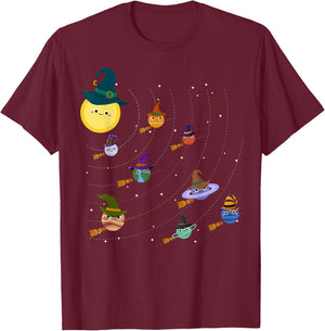 Funny Halloween Solar System Witch Planets - Space Astronaut T-Shirt - T-Shirt | Maroon