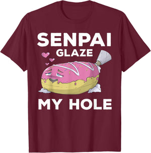 Otaku Ahegao Donut Pun Senpai Ecchi Etchi Hentai Funny Lewd T-Shirt - T-Shirt | Maroon