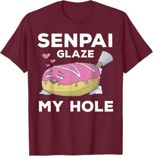 Otaku Ahegao Donut Pun Senpai Ecchi Etchi Hentai Funny Lewd T-Shirt - T-Shirt | Maroon
