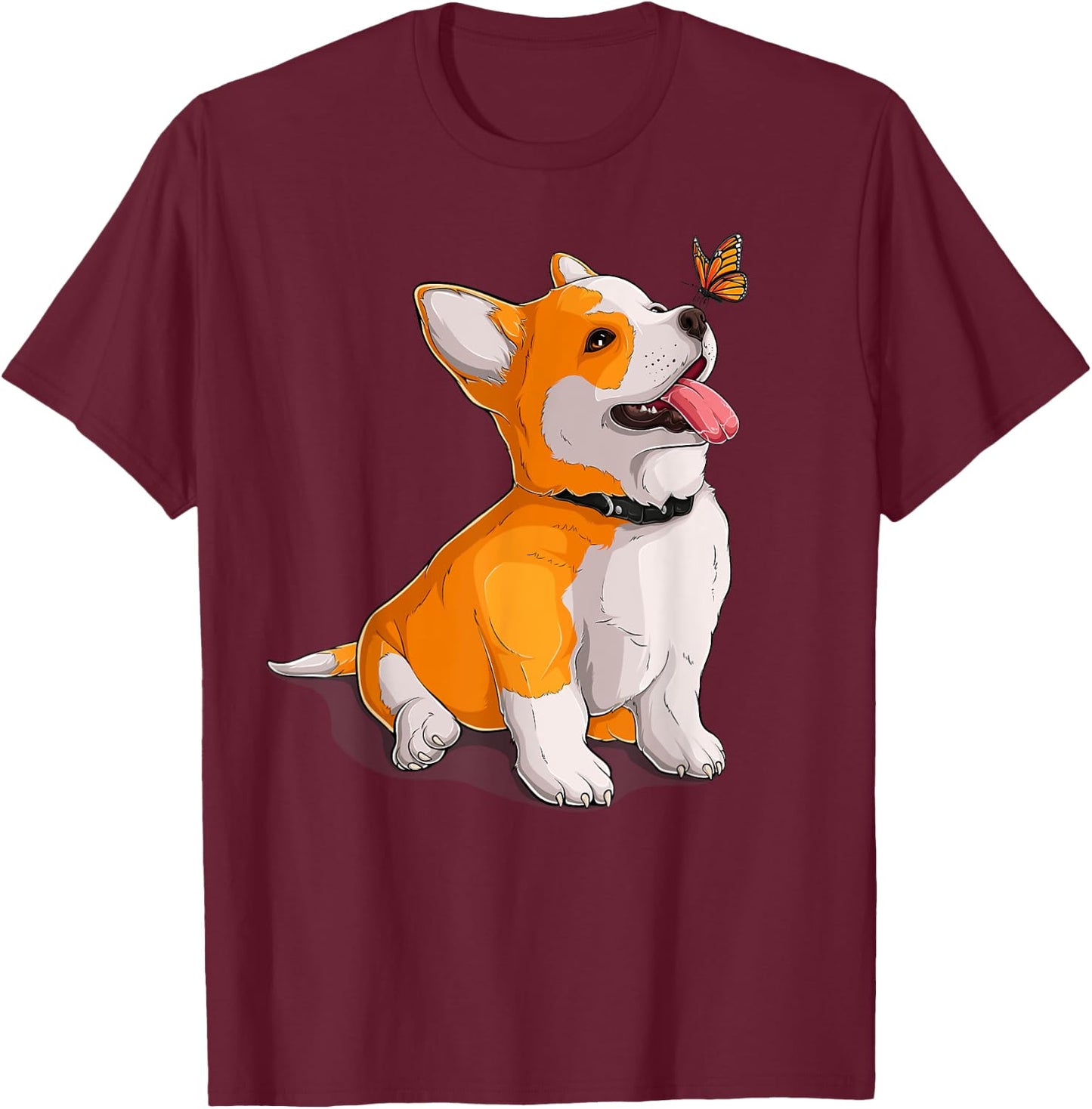 Funny Corgi Dog Lover Owner , Black T-Shirt - T-Shirt | Maroon