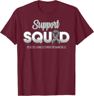 Support Squad Ehlers-Danlos Syndrome EDS Awareness Men Women T-Shirt - T-Shirt | Maroon