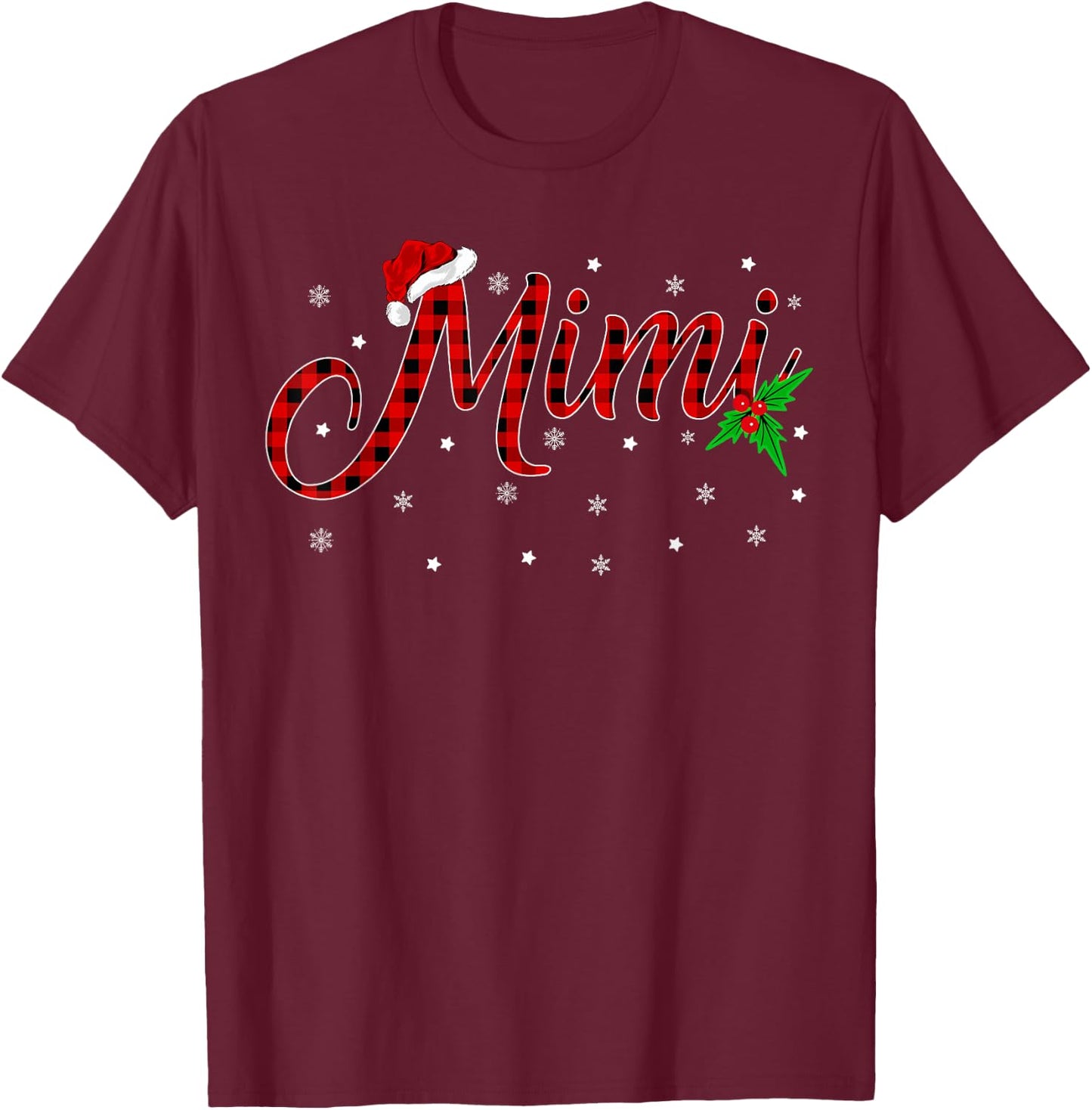 Funny Matching Family Buffalo Plaid Mimi Christmas Pajama T-Shirt - T-Shirt | Maroon