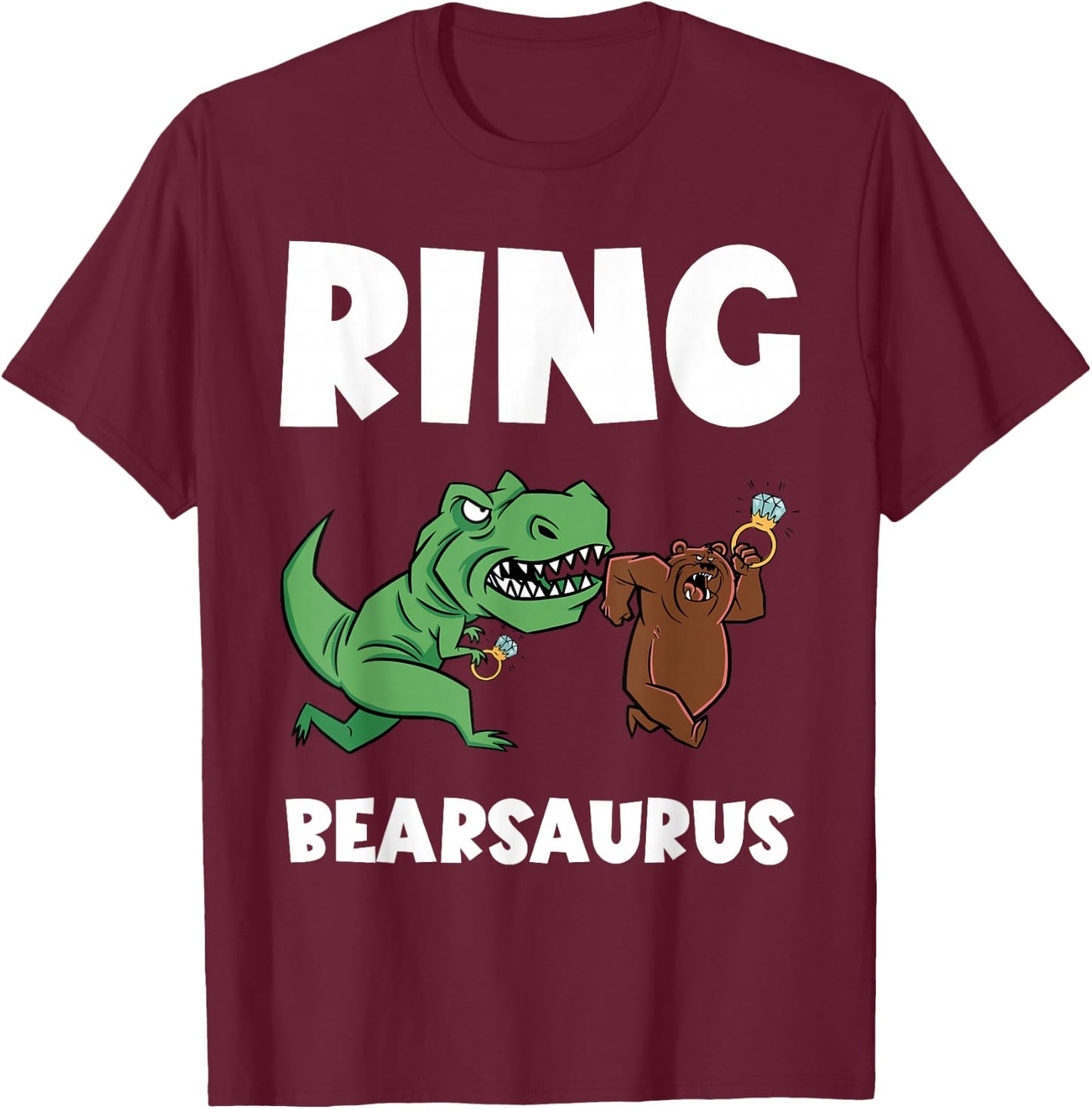Funny Ring Bearer Security Bear Dino Wedding Party Ring T-Shirt - T-Shirt | Maroon