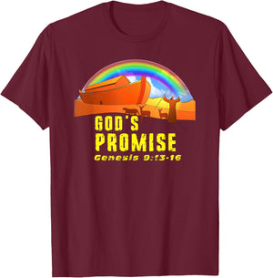 The Rainbow is God's Promise to Earth Genesis 9:13-16 T-Shirt - T-Shirt | Maroon