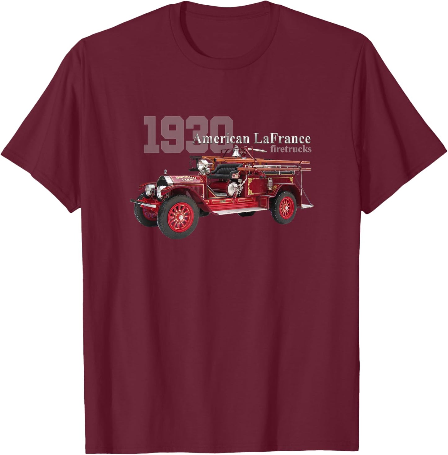 Classic Trucks, Vintage Firetrucks, 1930 Firetruck, Firemen T-Shirt - T-Shirt | Maroon