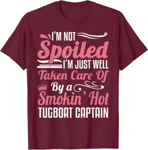 Tugboat Captain Wife Girlfriend Towboater -Taken By A Smokin T-Shirt - T-Shirt | Maroon