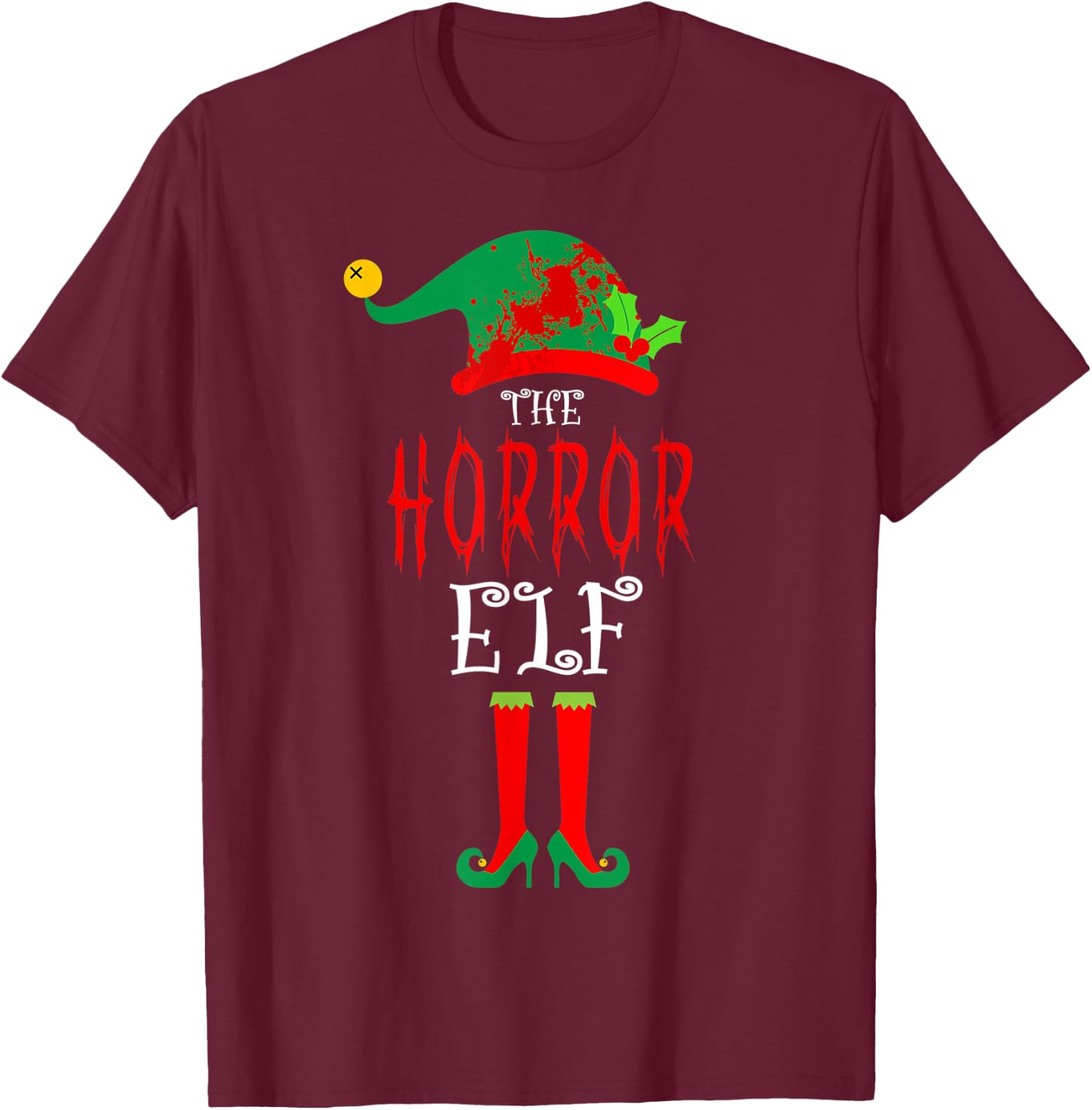Christmas The Horror Elf T-Shirt - T-Shirt | Maroon