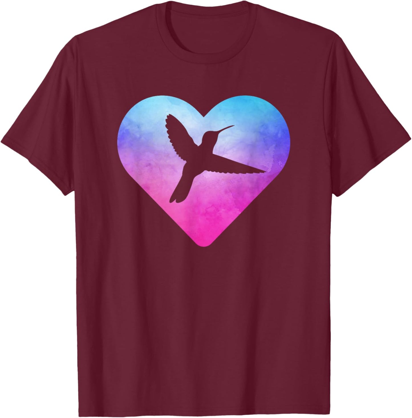 Women or Girls Hummingbird Bird T-Shirt - T-Shirt | Maroon