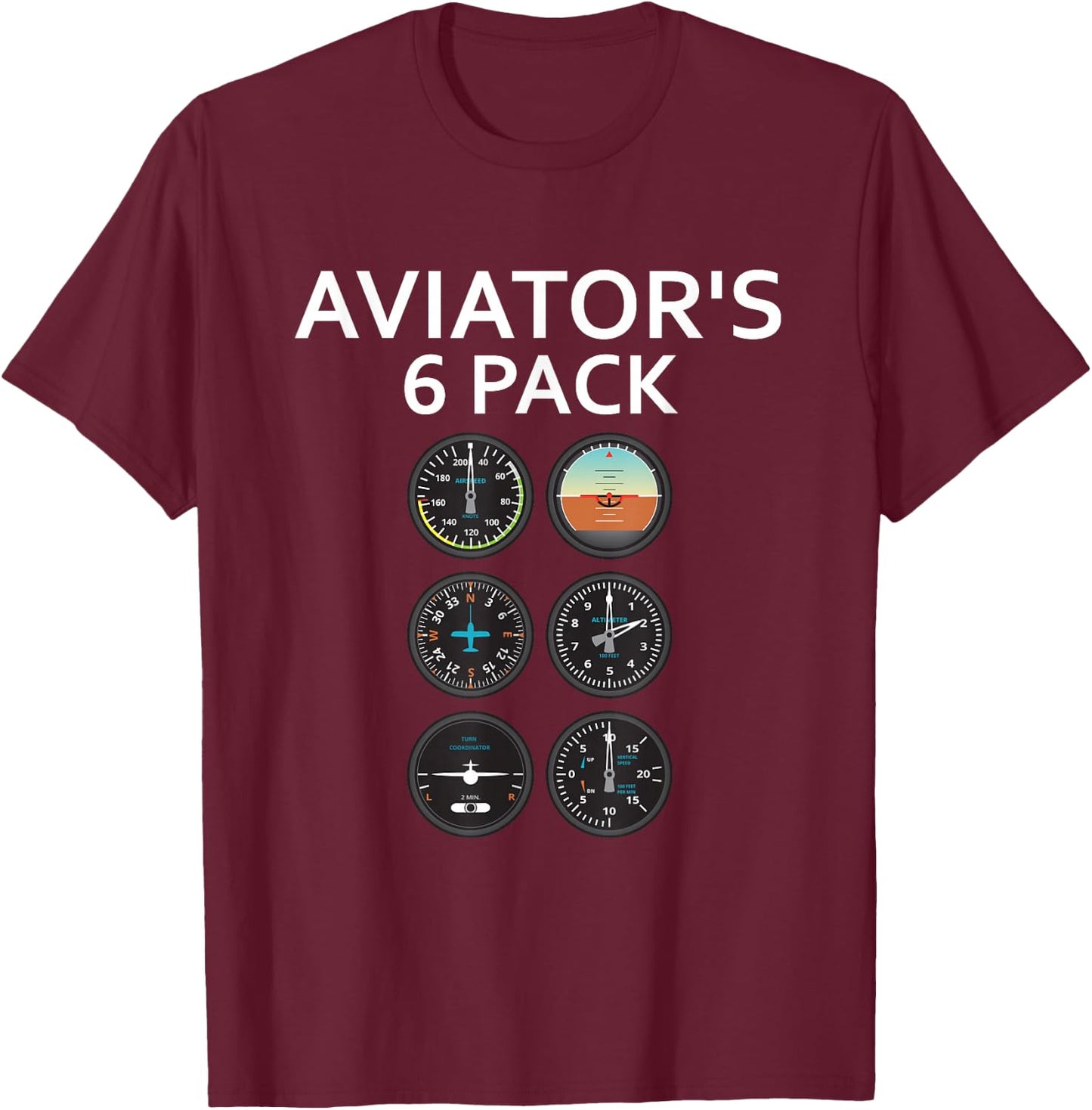 Aviator Pack of 6 : Pilot Novelty Humour T-Shirt - T-Shirt | Maroon
