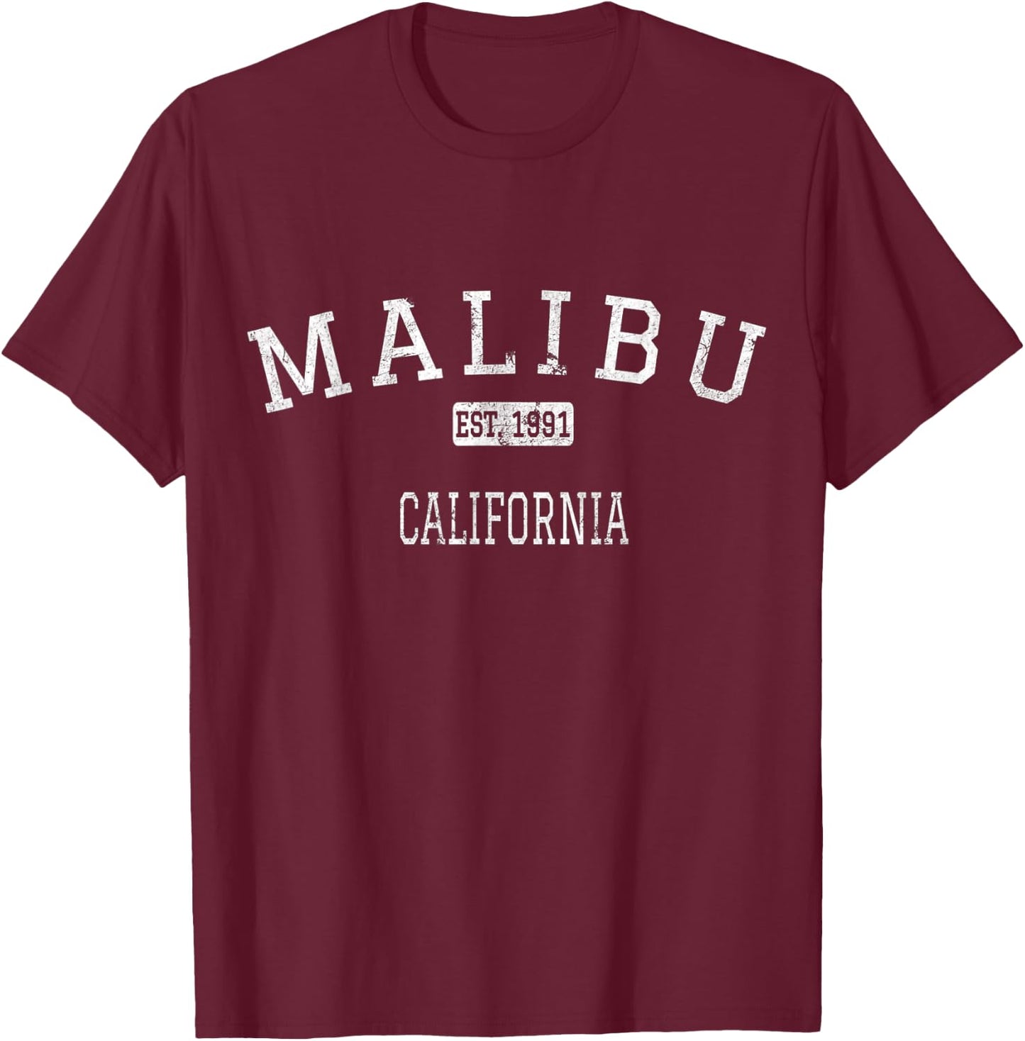 Malibu California CA Vintage T-Shirt - T-Shirt | Maroon