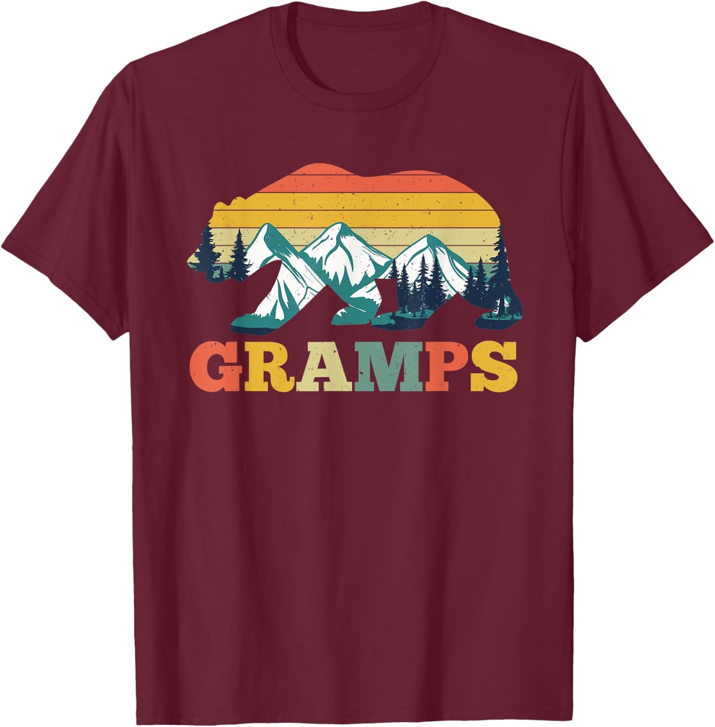 Vintage Gramps Bear Camper Camping Mountain Father's Day T-Shirt - T-Shirt | Maroon