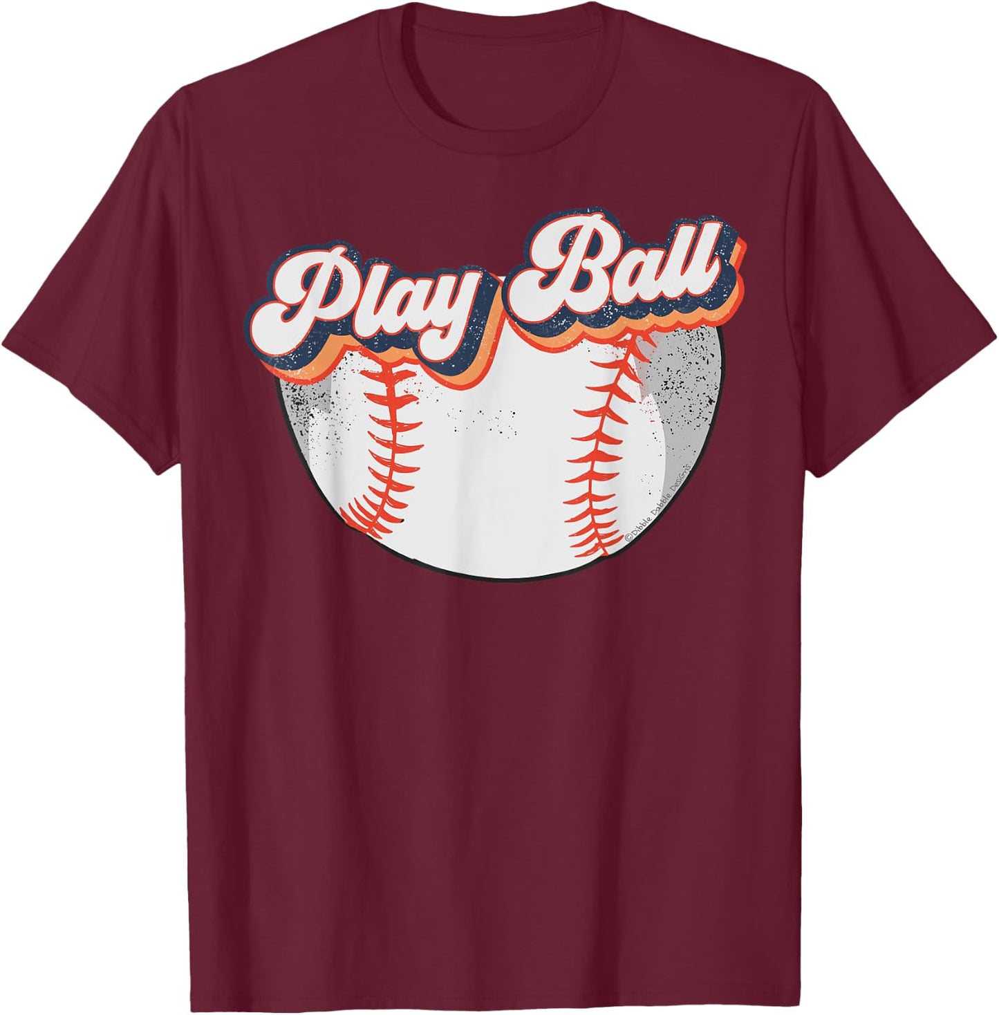 Retro Style PLAY BALL Softball Baseball T-Shirt - T-Shirt | Maroon