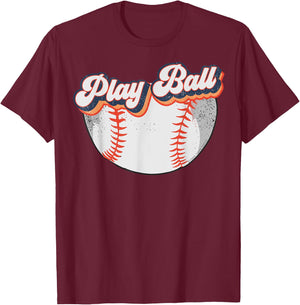 Retro Style PLAY BALL Softball Baseball T-Shirt - T-Shirt | Maroon