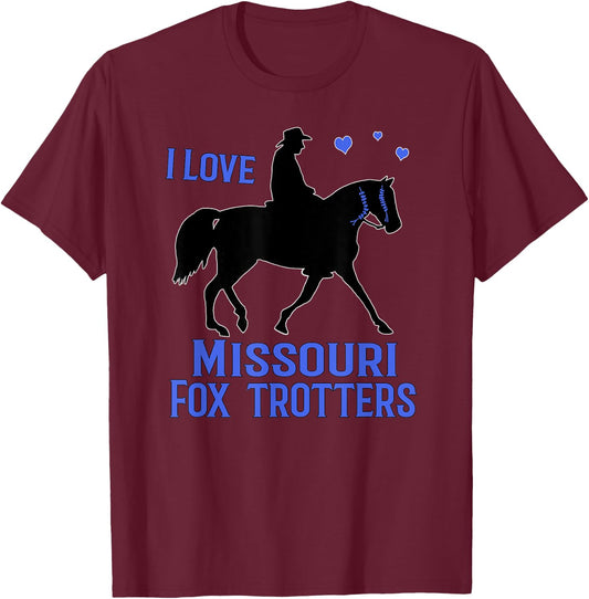 I Love Missouri Fox Trotters Horse Lovers T-Shirt - T-Shirt | Maroon