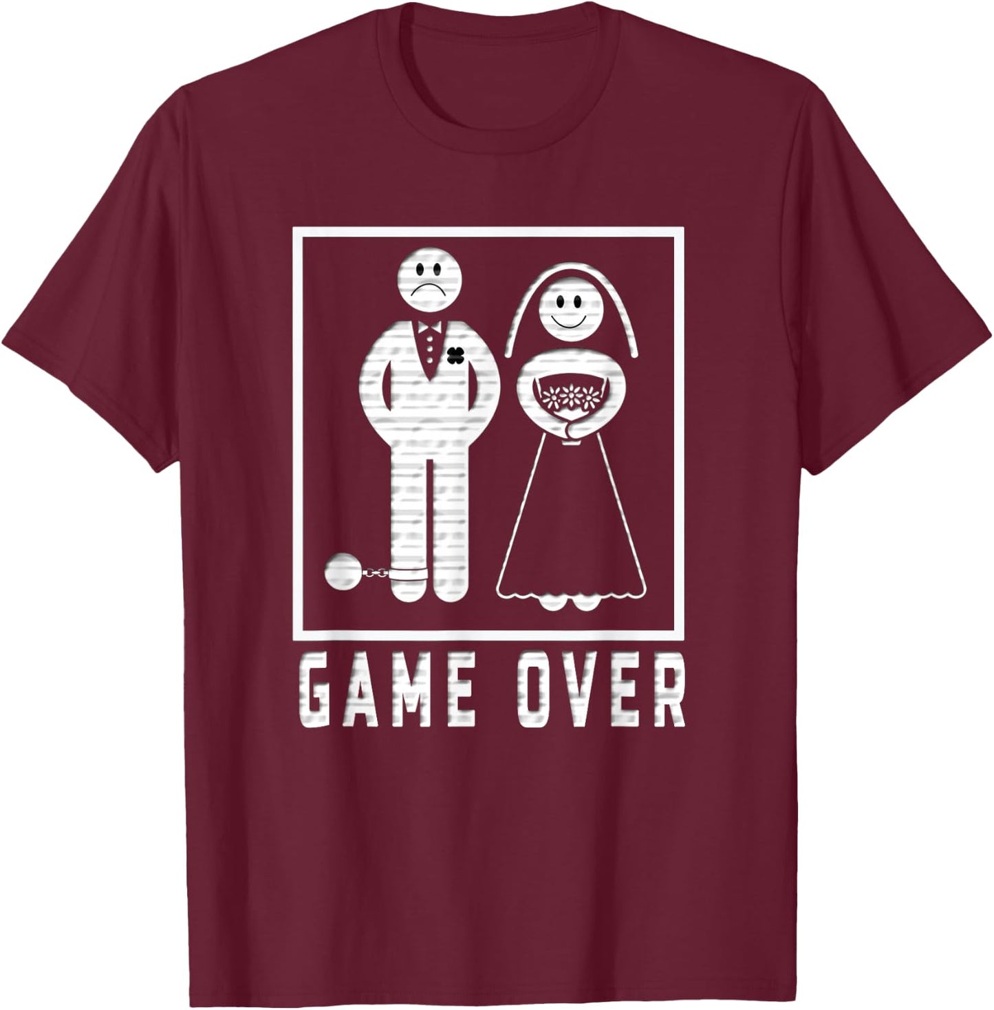 Game Over Wedded Funny Bachelor's Wedding Men & Women T-Shirt - T-Shirt | Maroon