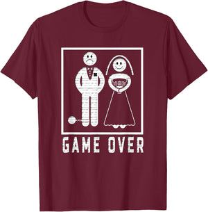 Game Over Wedded Funny Bachelor's Wedding Men & Women T-Shirt - T-Shirt | Maroon