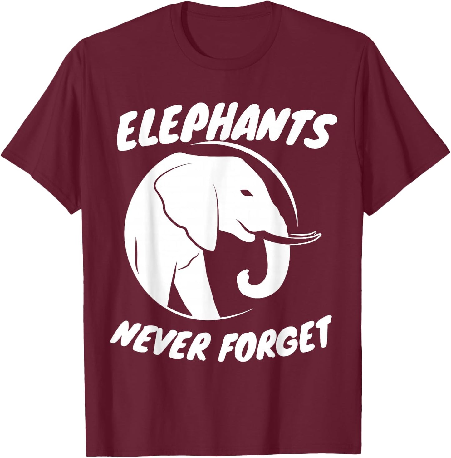 Cool Elephants Never Forget Elephant Silhouette Retro T-Shirt - T-Shirt | Maroon